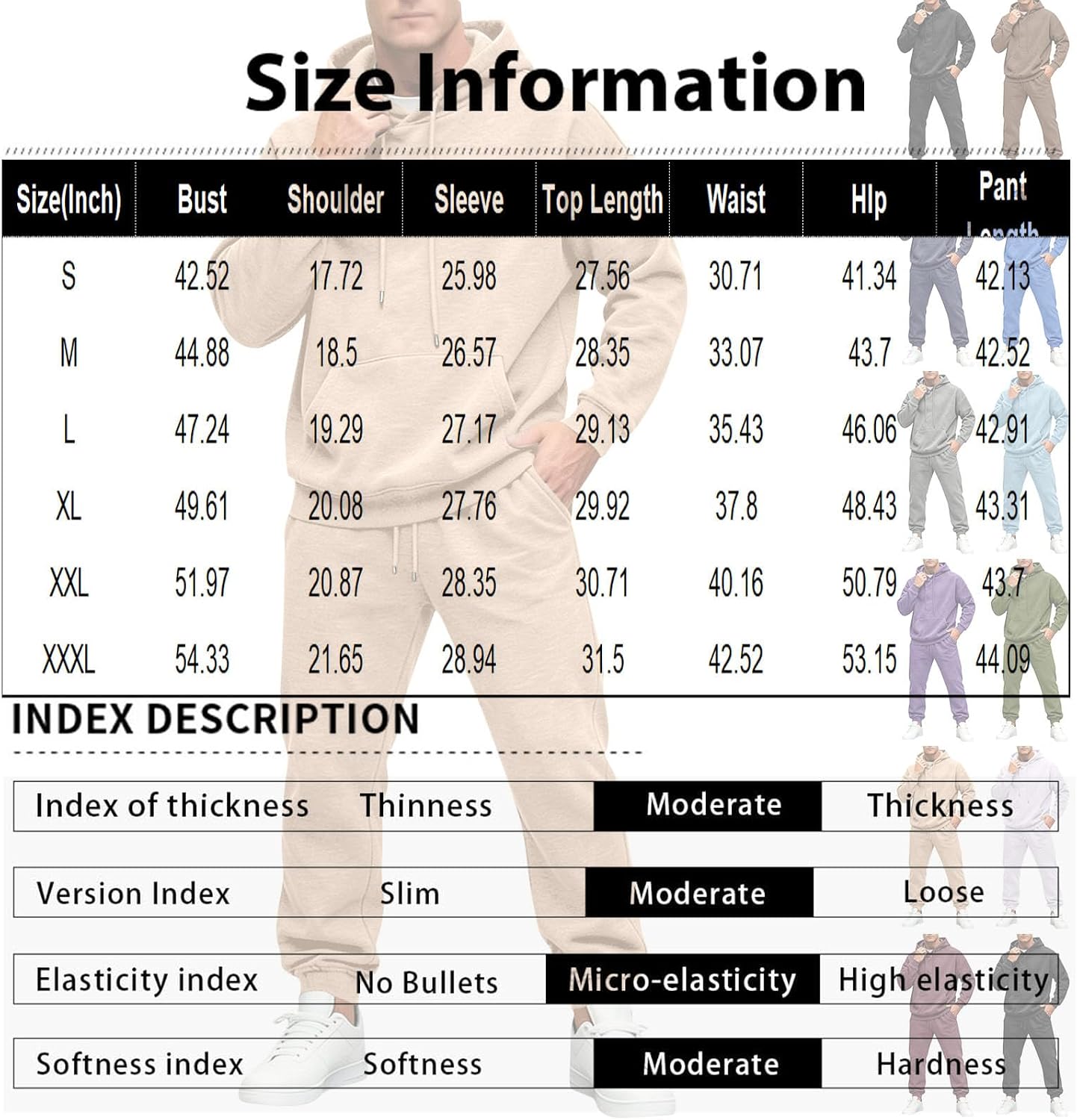 Mens Track Suits 2 Piece Set,Fall Winter Long Sleeve Hoodies Pullover and Pants Leisure Suits