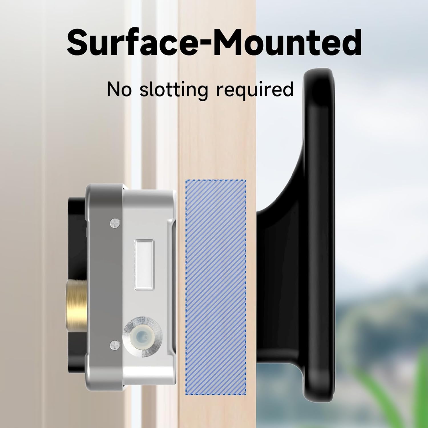 Smart Gate Lock, Double Sided Keypad Door Lock,Keyless Entry Fingerprint Door Lock,WiFi Electronic Deadbolt Set with Surface-Mounted Latch,Auto-Lock,Waterproof,for Garden,Garage,Yard,Fence