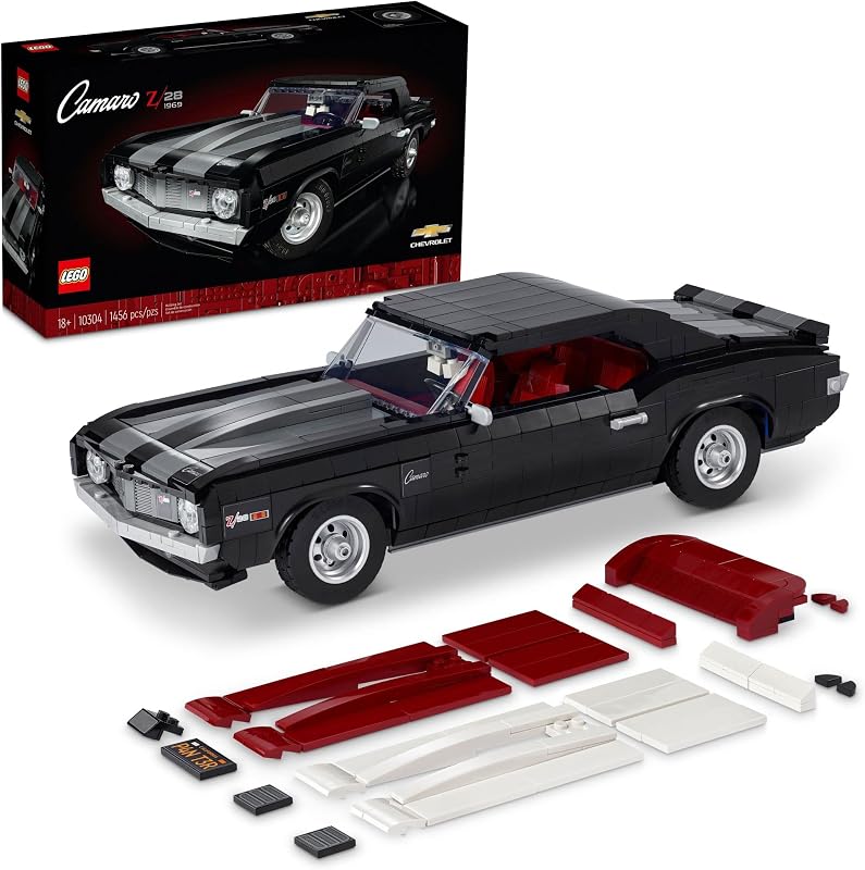 LEGO Icons Chevrolet Camaro Z28 10304, Kit de construcción de modelo de réplica de auto clásico personalizable, Muscle Car americano vintage de 1969, gran idea de regalo para adolescentes y adultos