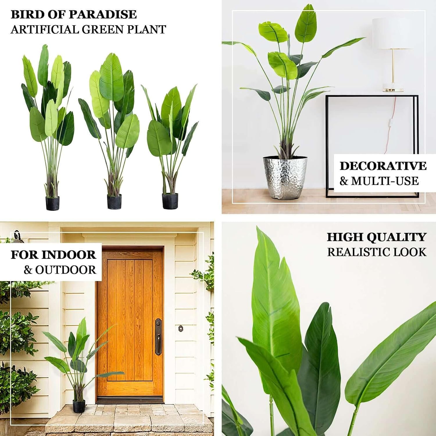 Efavormart 2 Pack | 3.3ft Artificial Bird of Paradise Indoor Planter with Pot, Faux Green Decor Plant