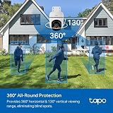 Tapo Caméra de sécurité Wi-Fi panoramique 1080p Full HD extérieure/inclinable, détection de mouvement intelligente à 360°, IP65, résistant aux intempéries, vision nocturne, stockage de cartes SD et - 3