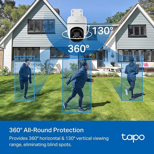 Tapo Caméra de sécurité Wi-Fi panoramique 1080p Full HD extérieure/inclinable, détection de mouvement intelligente à 360°, IP65, résistant aux intempéries, vision nocturne, stockage de cartes SD et - 3