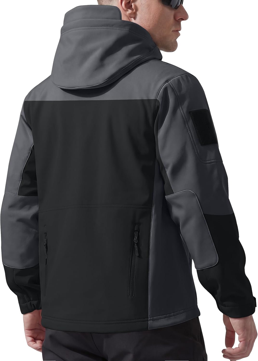 free soldier men's outdoor waterproof soft shell hooded military tactical jacket 4x-large black gray