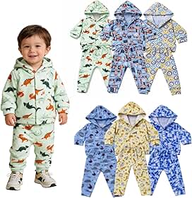 Kit 6 Peças Conjuntos Soft Bebê Menino com Touca – P ao 3 Anos Conjunto Inverno Premium Infantil Roupa de Inverno Bebê Masculino