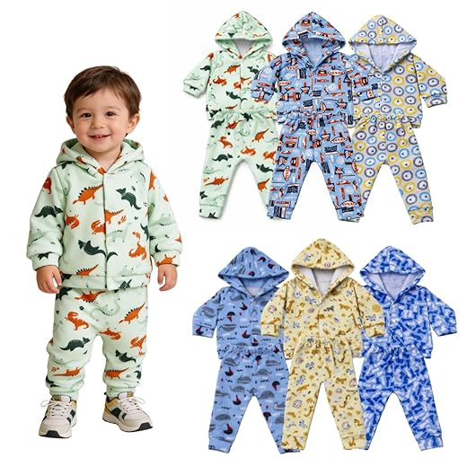 Kit 6 Peças Conjuntos Soft Bebê Menino com Touca – P ao 3 Anos Conjunto Inverno Premium Infantil Roupa de Inverno Bebê Masculino