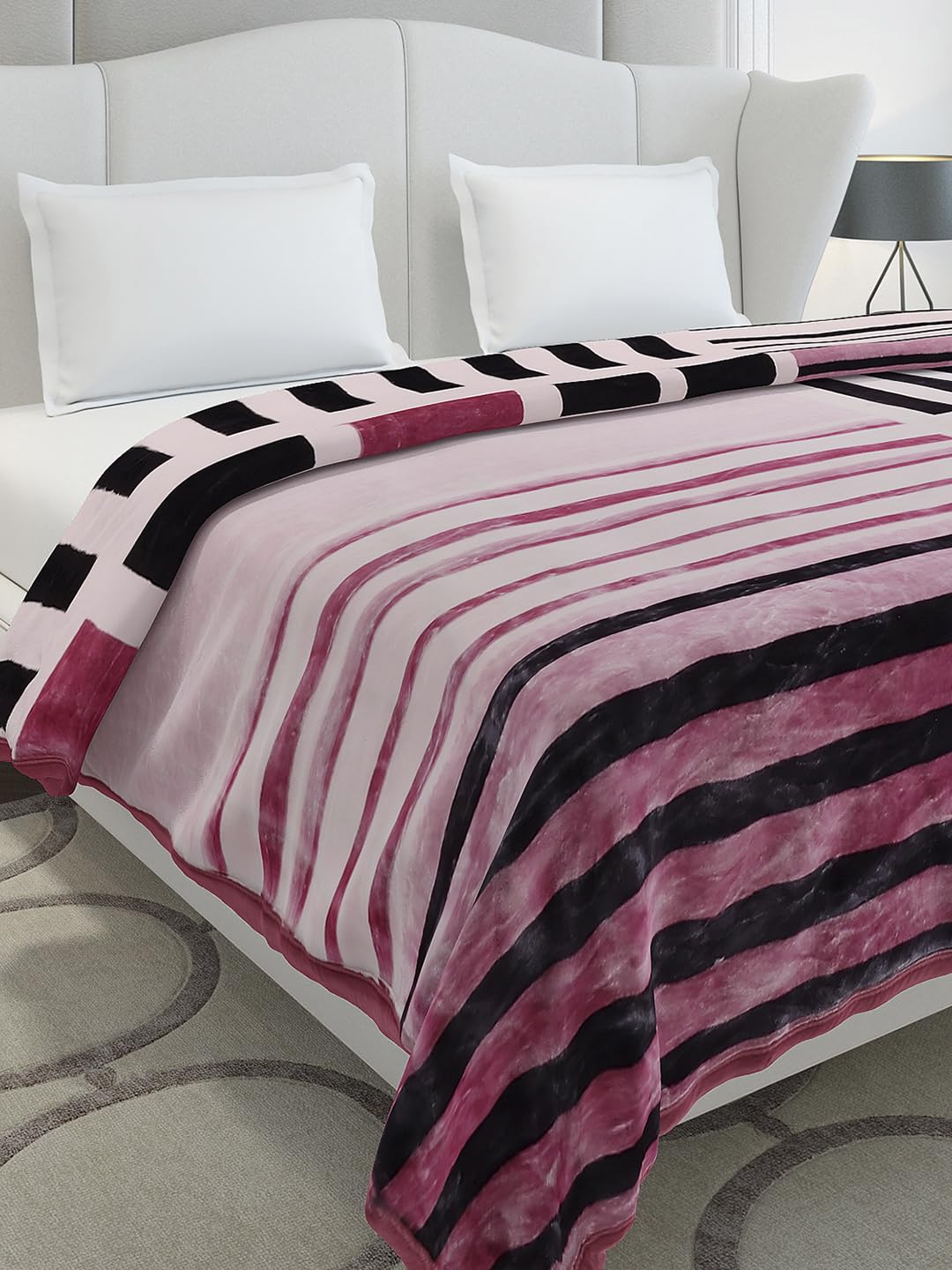 Monte Carlo Dubble Bed Winter Blanket Gulnar 3 Ply 117 GSM, (240x220 CM), Magenta-image-28