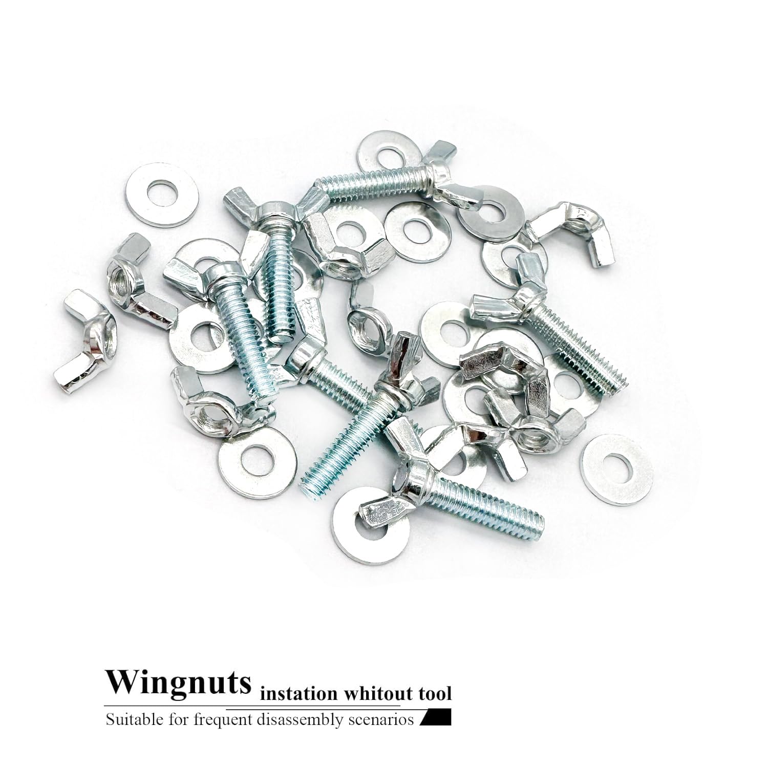 20 Sets (80 Pcs Total) Silver Zinc Coated 1/4"-20 x 1 Wing Screw Bolts Wing Nuts and Flat Washers Kit Hand Twist Tighten Wing Head Butterfly Screws and Nut Fasteners Assorted Kit