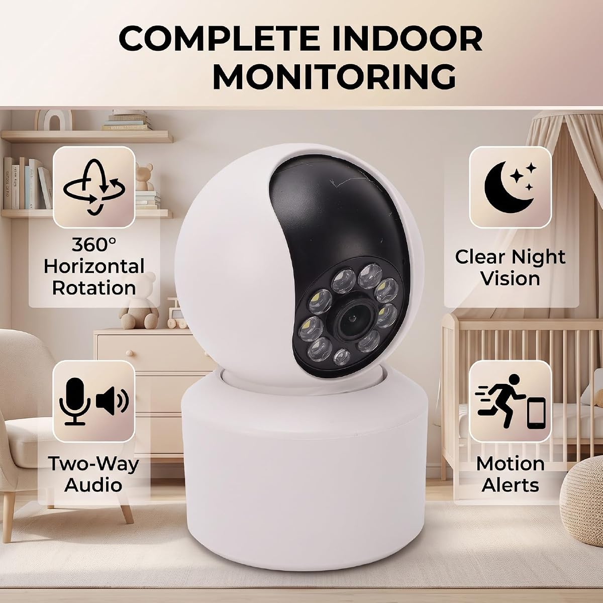 FOSA Indoor Security Camera 720P HD WiFi Two Way Talk view 3