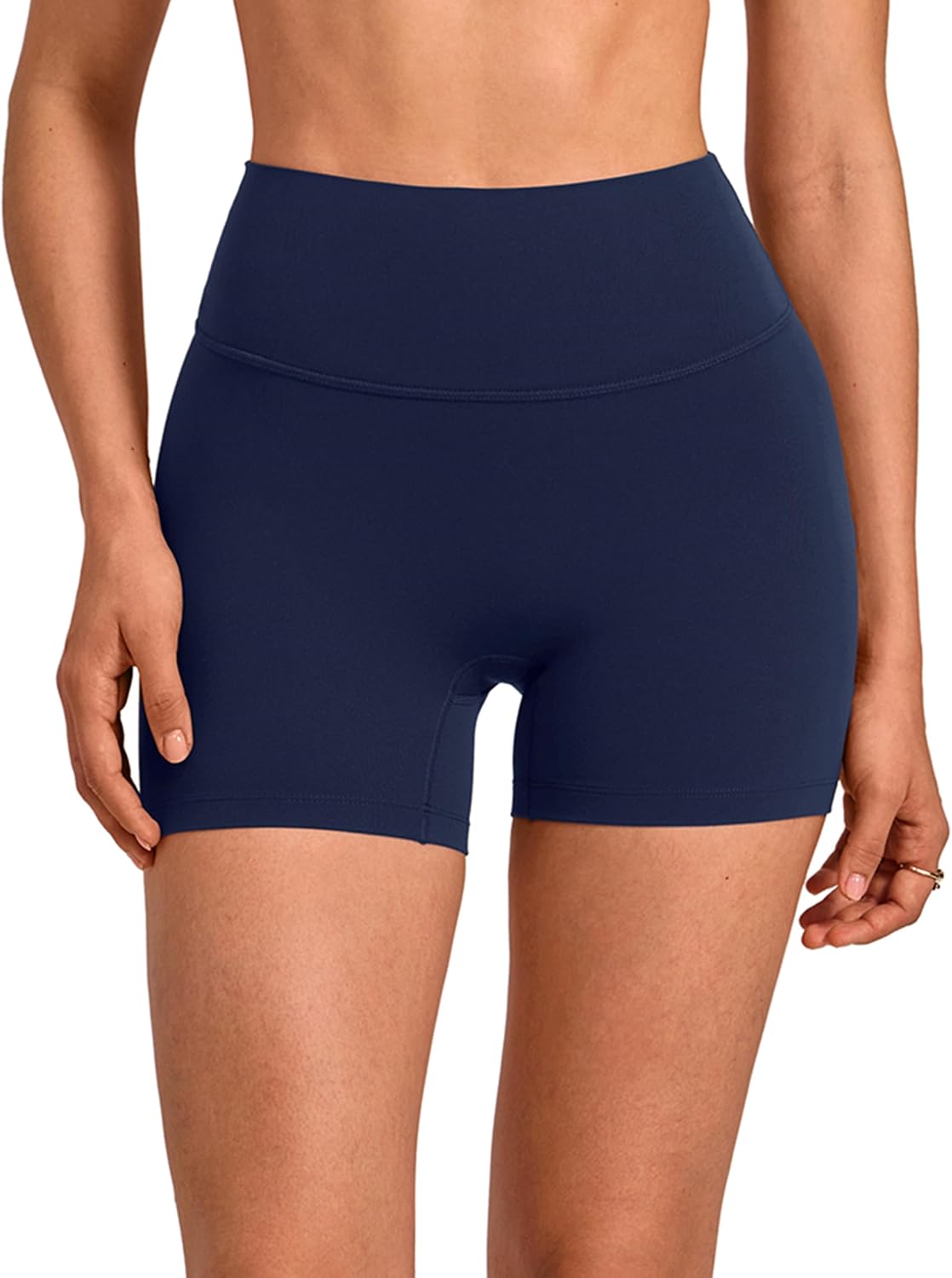 INGIA Womens High Waist No Front Seam Biker Shorts 4 Inches Running Volleyball Spandex Yoga Gym Workouts