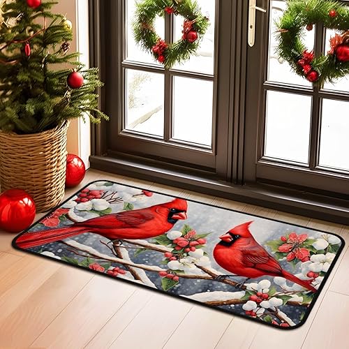 Miniatura 3 de Alfombra Cardinal para corredor, antideslizante, lavable, 40 x 20 pulgadas, decoración de Navidad, decoración interior del hogar, tapete para cuarto