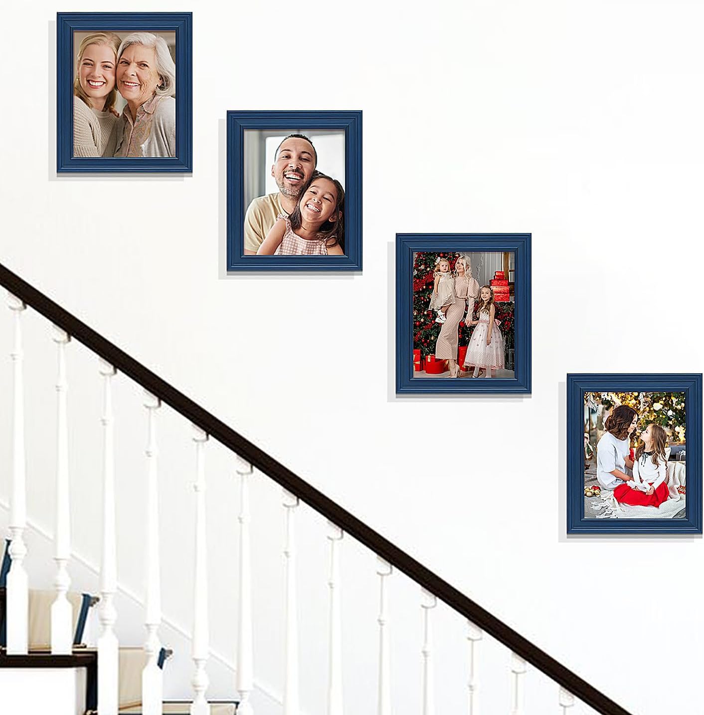 8x10 Picture Frame, High Definition Glass for 8 x 10 Photo Frame, Vintage Picture Frames 8x10 Rustic Distressed Pattern, Wall and Tabletop Display, Navy Blue 1Pack