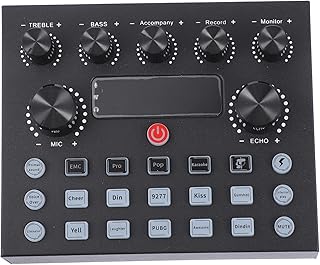 Portable Sound Card Colorful LED Lights Voice Changer and Mixer for Mobile and Computer Streaming for Podcasting and Live Broadcasting