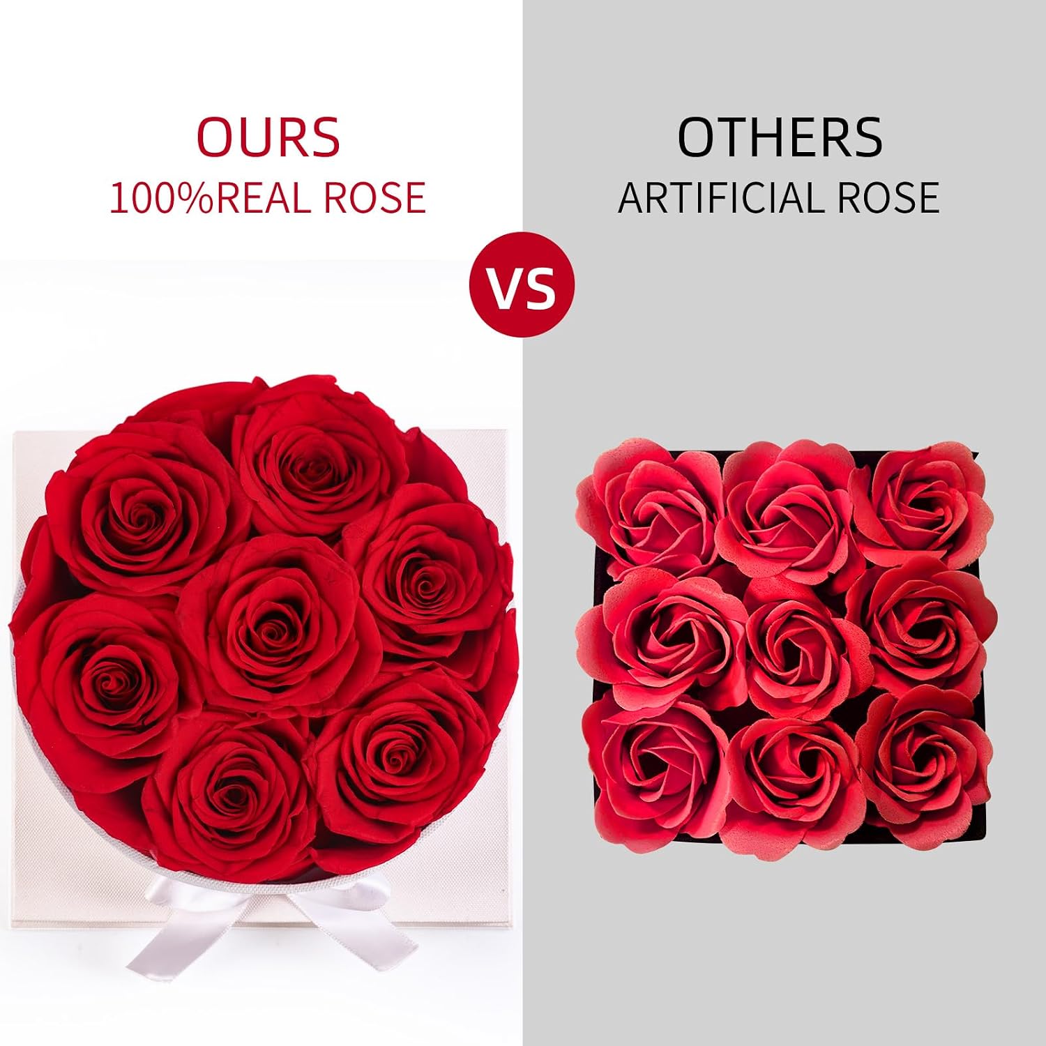 Flowers for Delivery Prime - Preserved Roses in a Box - Forever Flowers, Immortal Roses, Eternal Rose Birthday Gifts for Her, for Mom - Red Rose