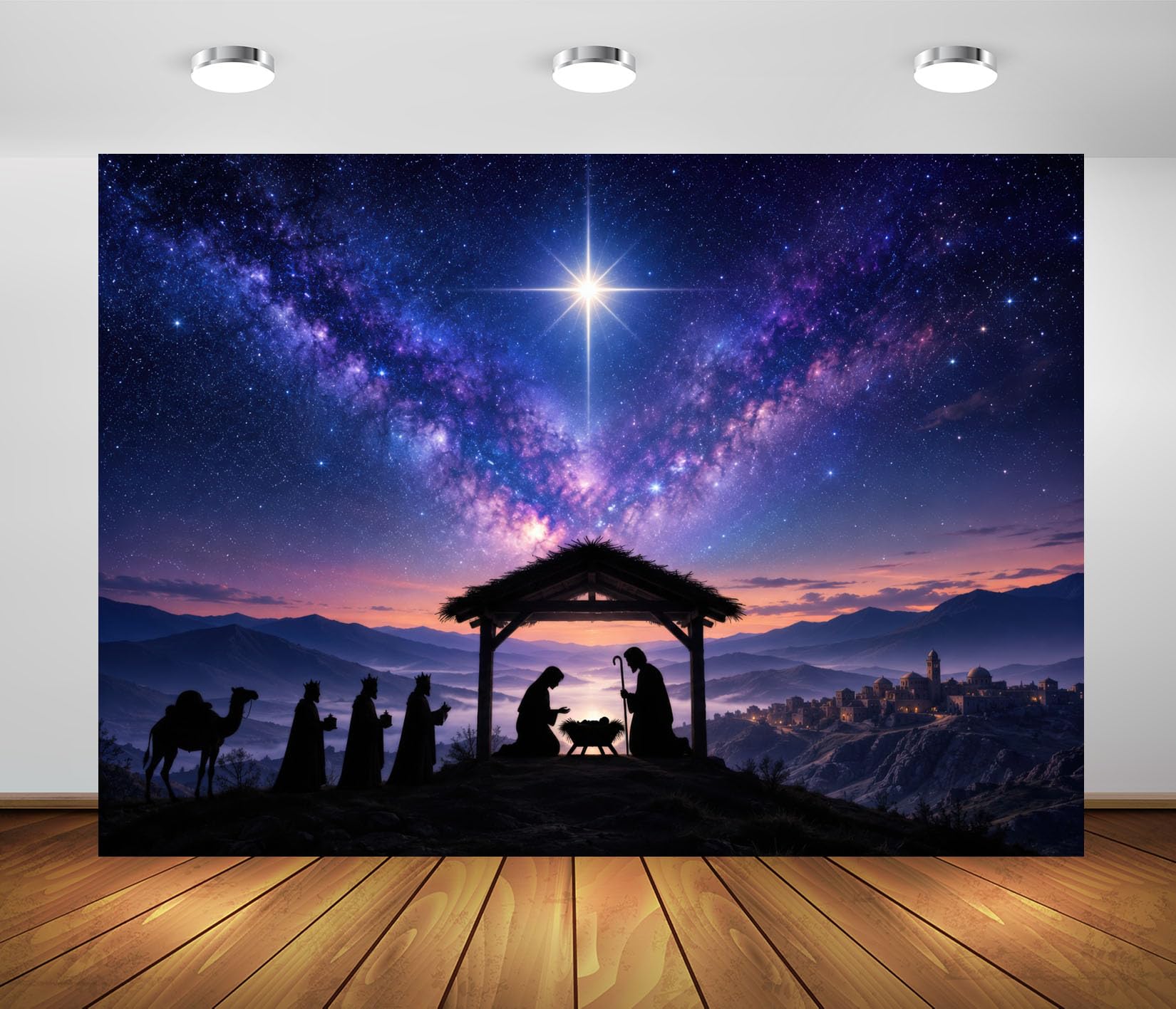 10x6.5FT (3x2m) Presepe Sotto La Via Lattea Sfondo Fotografico