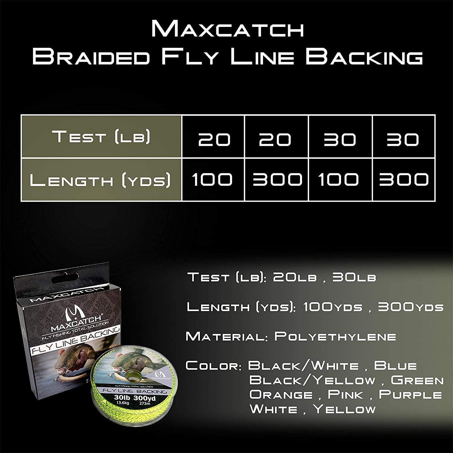 MAXIMUMCATCH Fliegenfischen Backing Fliegenfischen geflochtene Nylon Schnüre 20/30lb,100/300yards