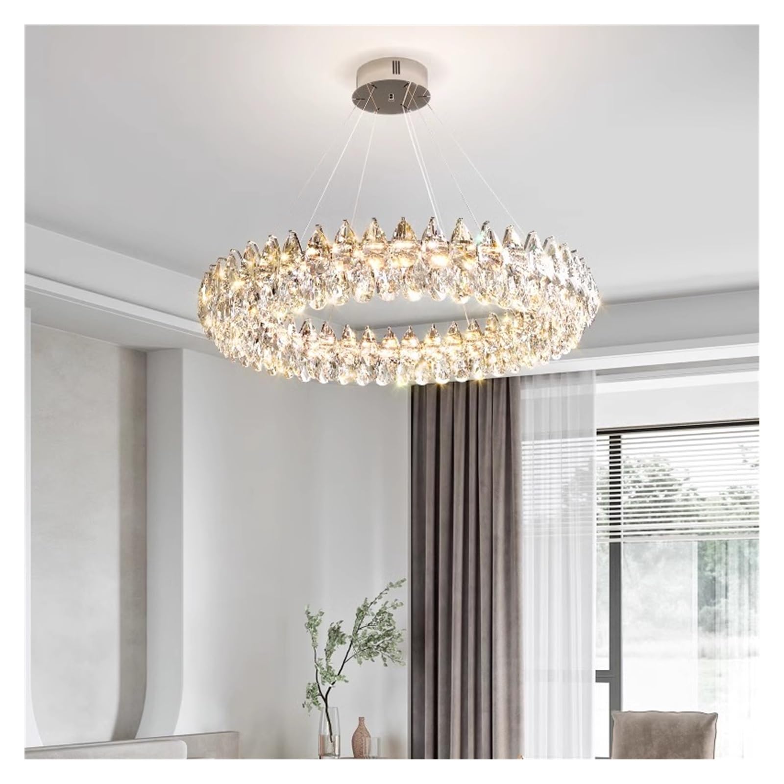 Nowoczesny kryształowy żyrandol, oświetlenie wewnętrzne, lampa sufitowa, lampa wisząca LED do salonu (prostokątna 120 cm, RC)