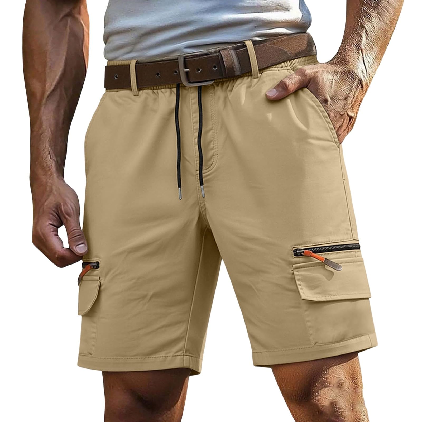 Pantaloncini da lavoro da uomo, lunghezza al ginocchio, con chiusura lampo
