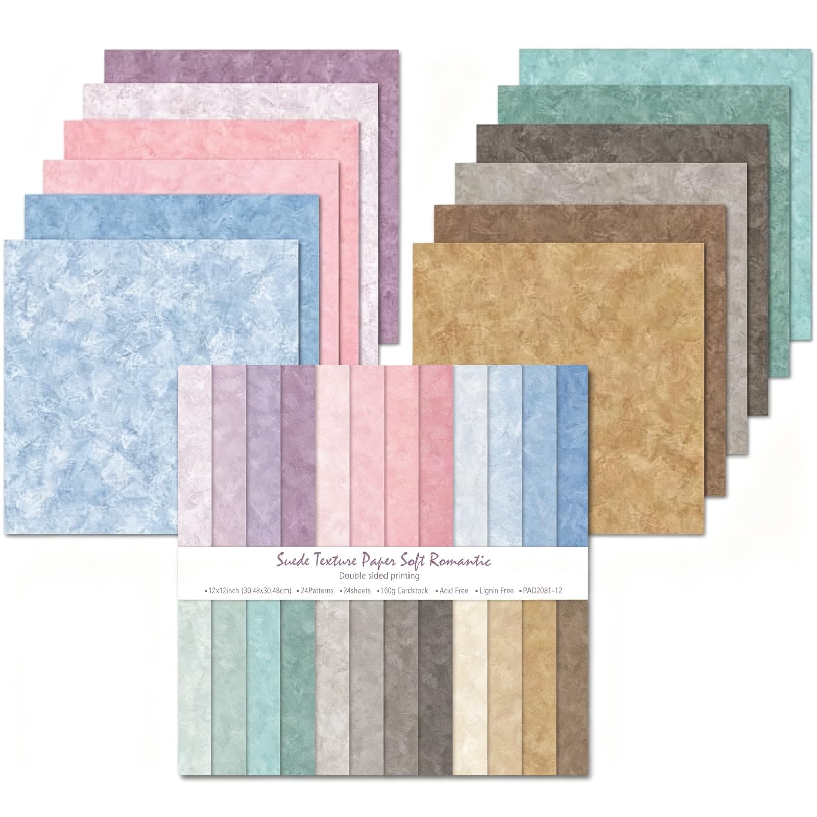 Scrapbook Papier 24 Blatt, 30,5 x 30,5 cm, Vintage Doppelsei