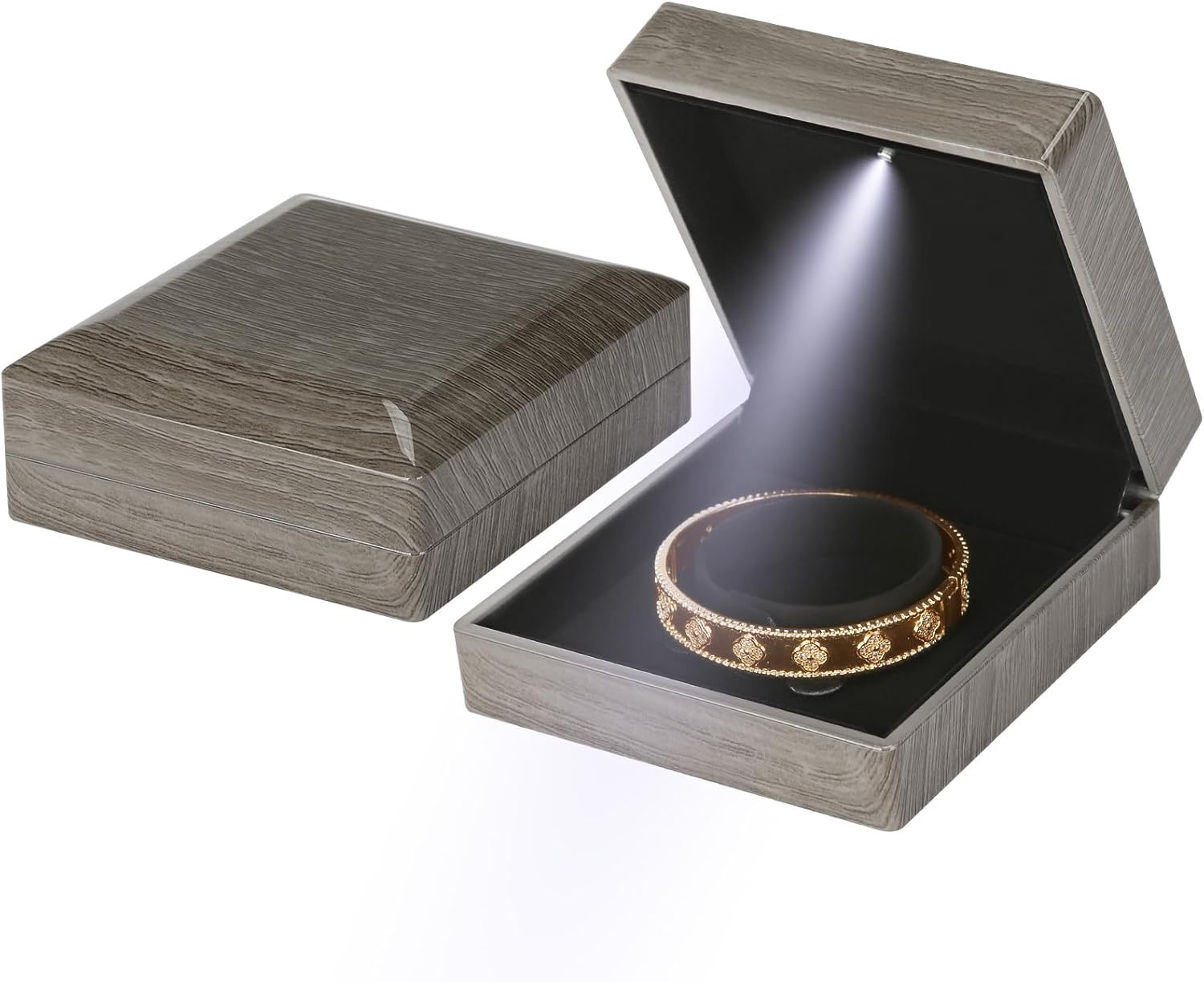 Wooden Jewelry Bracelet Gift Box with LED Light, Small...