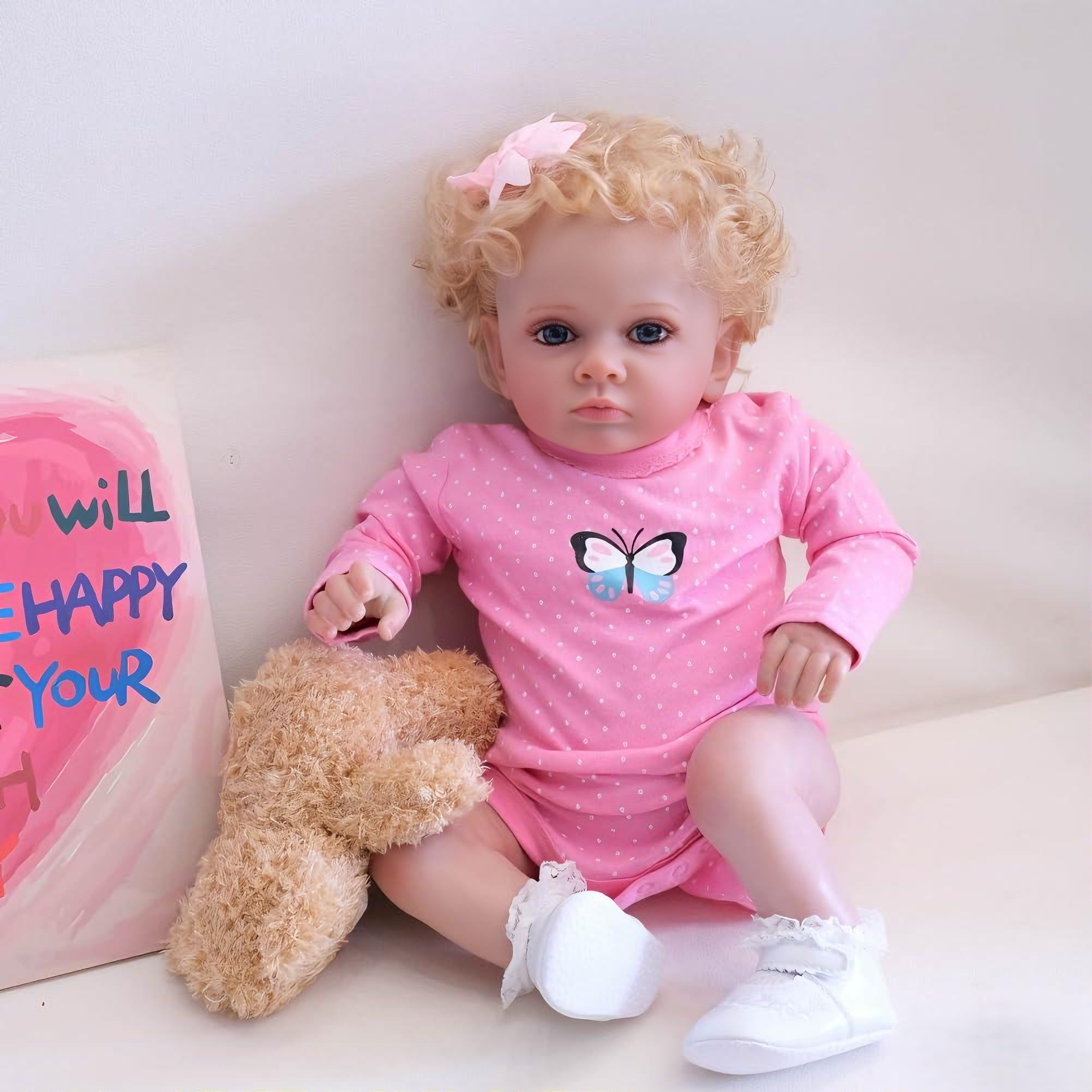 61 cm realistische Reborn-Babypuppe, weicher Vinyl-Stoff-Körper, Babypuppe, sichtbare Venen und Blutgefäße, lebensecht, für Kinder ab 3 Jahren