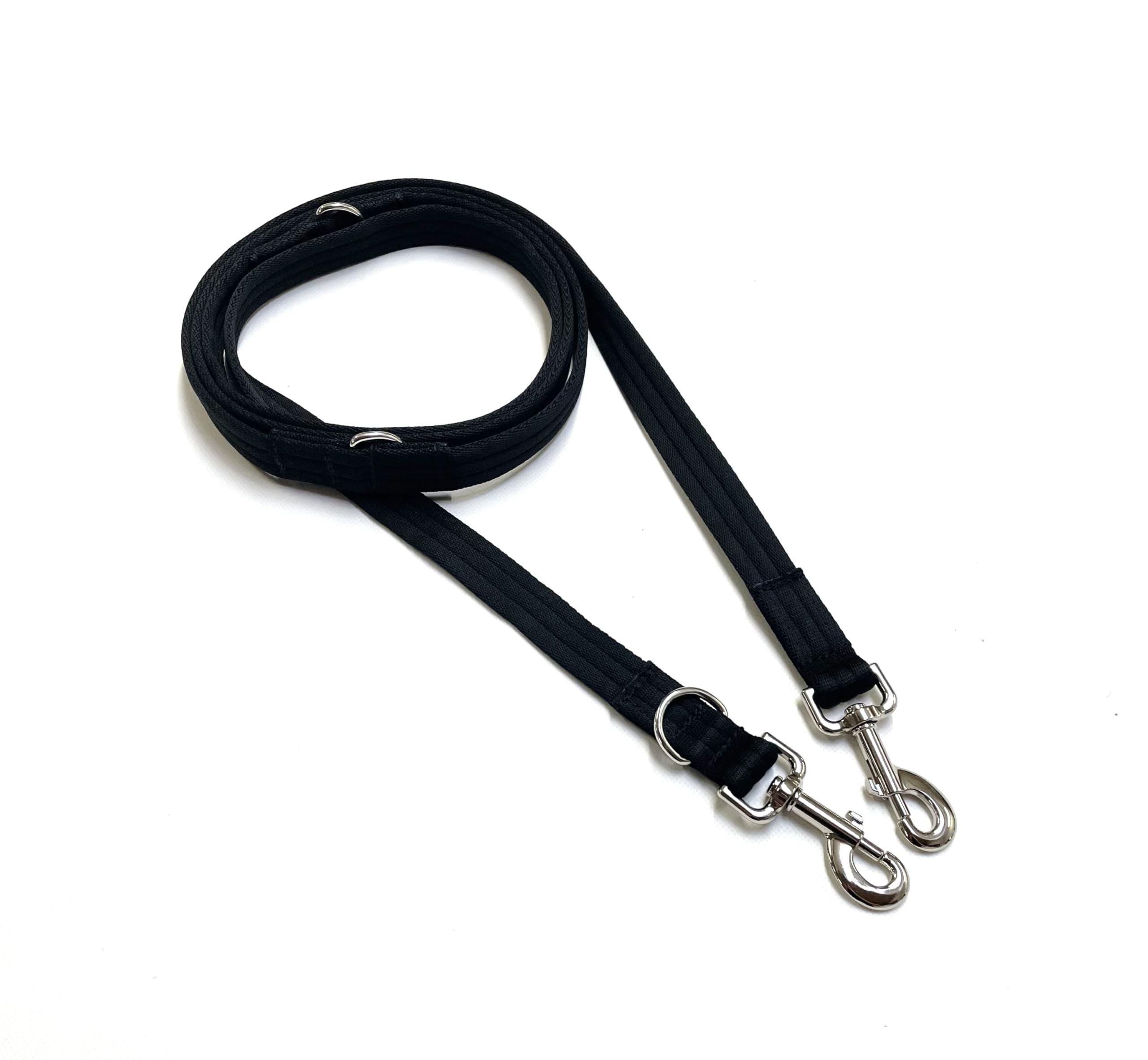 Double Ended Dog Training Lead Police Style Adjustable Leash 8ft (2.4 Metres) Multi-Functional In Black