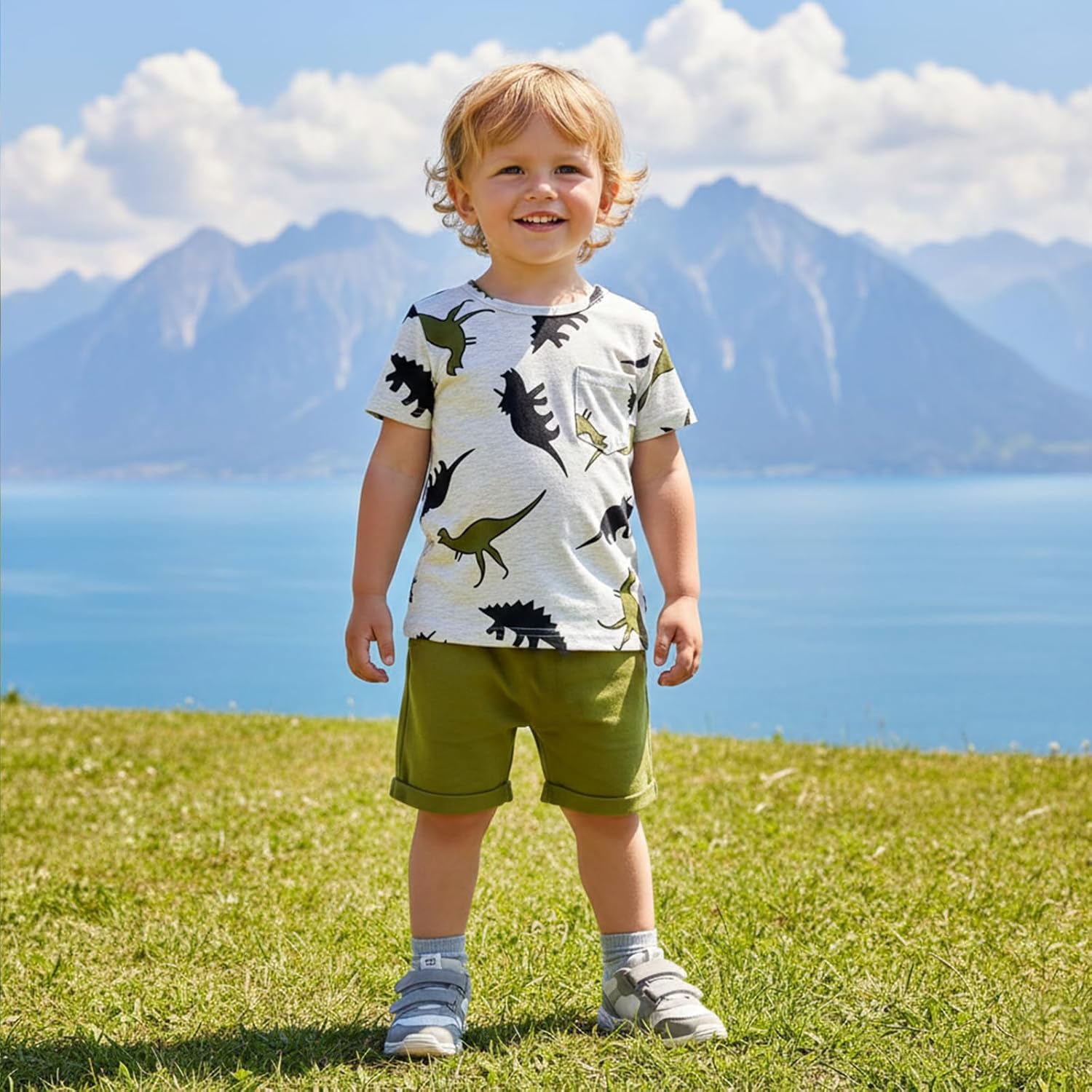 Toddler Baby Boy Clothes Boys Summer Outfits Dinosaur T-Shirt & Shorts Set 12 Months-5T - Image 3