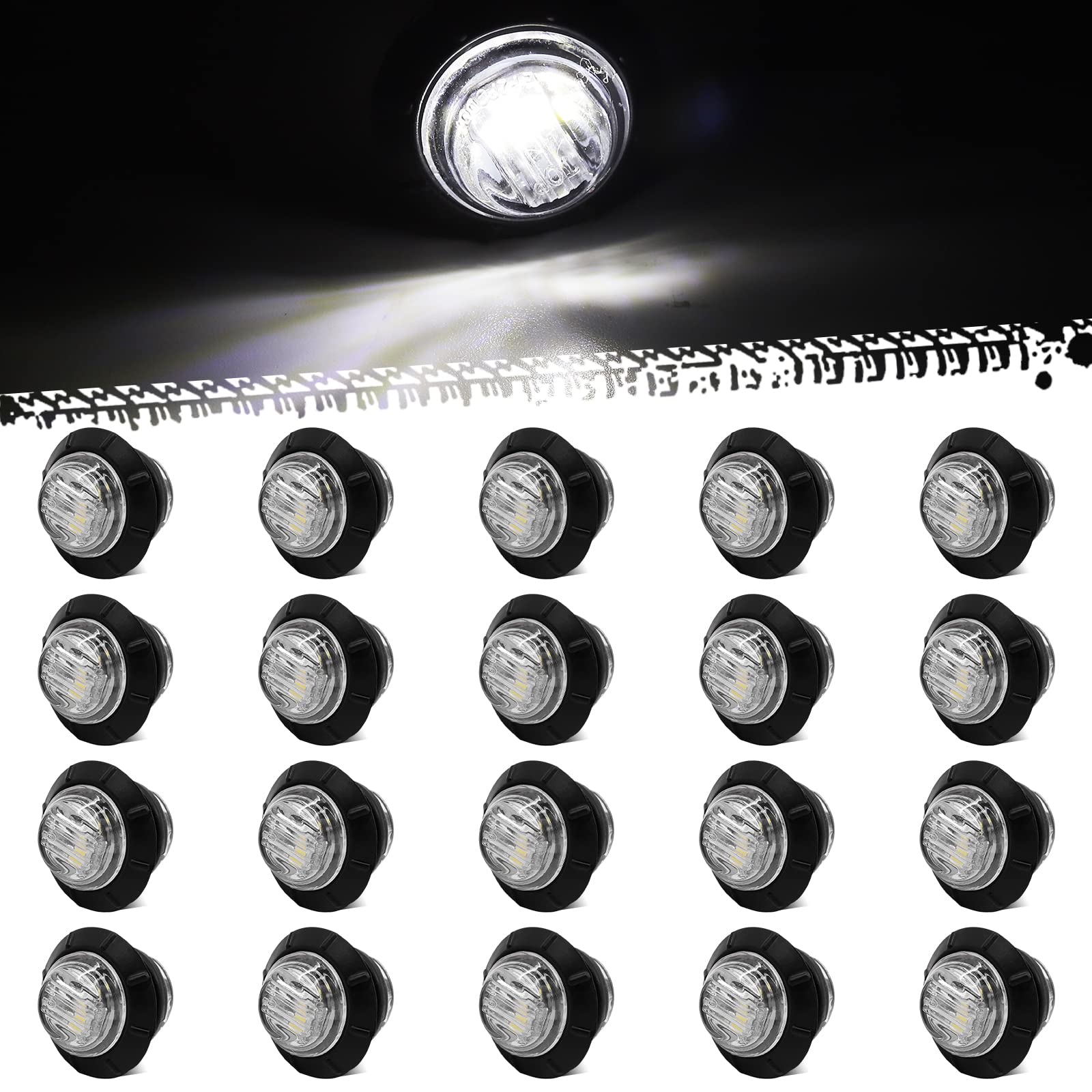 Luci Posizione LED Per Rimorchio - 20PCS Bianche 12V/24V Rotonde - Foto 6