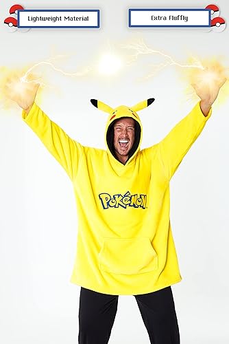 Miniatura 5 de Pokemon Manta con capucha, sudaderas de gran tamaño para hombres, manta con capucha extra cómoda de gran tamaño, manta portátil para adultos y
