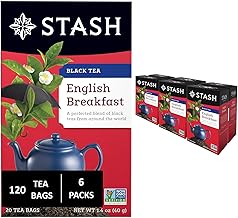 Stash Tea English Breakfast Black Tea - Caffeinated, Non-GMO Project Verified Premium Tea with No Artificial Ingredients, 20 Count (Pack of 6) - 120 Bags Total