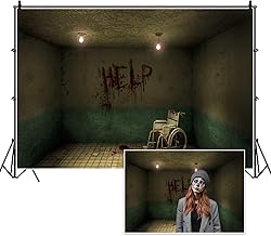 Haoyiyi 8x6ft Abandoned Hospital Backdrop Horror Creepy Empty Room Rusty Shabby Wheelchair Dim Light Dirty Blood Wall Photography Background Studio Props Polyester, 8x6ftpolyester, 25x18NBK29449AAD