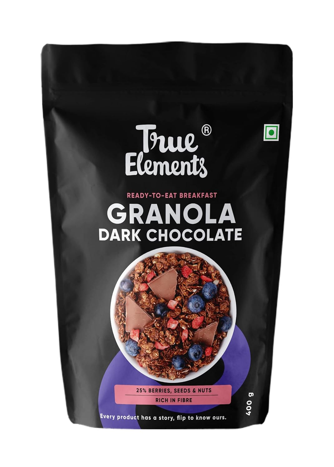 True Elements Granola Dark Chocolate 400g Baked Granola Almonds