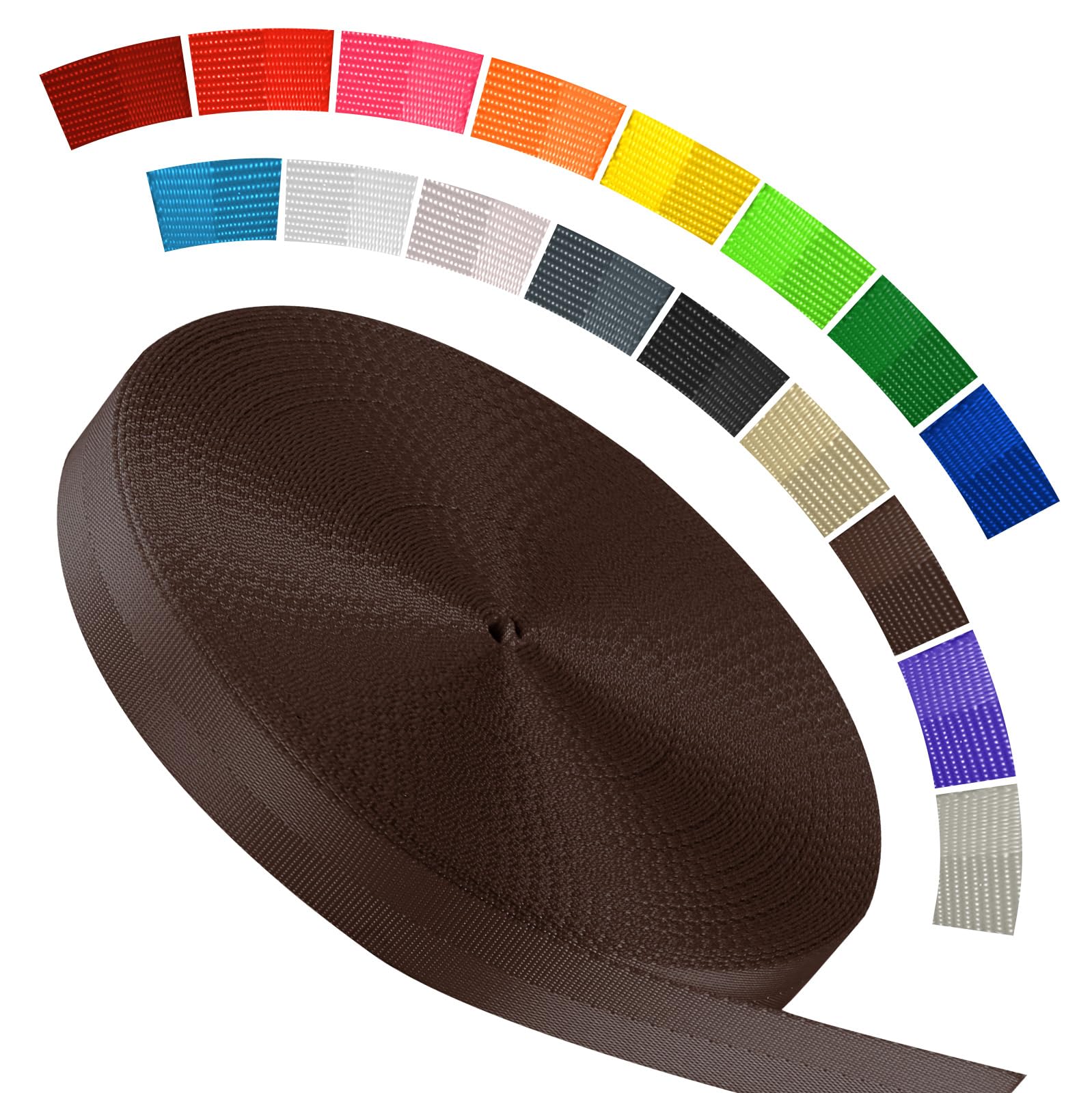 Polyester Webbing Strap 16+Colors – 1"&amp;1.5"&amp;1.9" – 16.5 25 33 55 Yards Heavy Duty Webbing Roll, Flat Webbing Strap for Indoor&amp;Outdoor Gear, DIY Crafting, Repairing