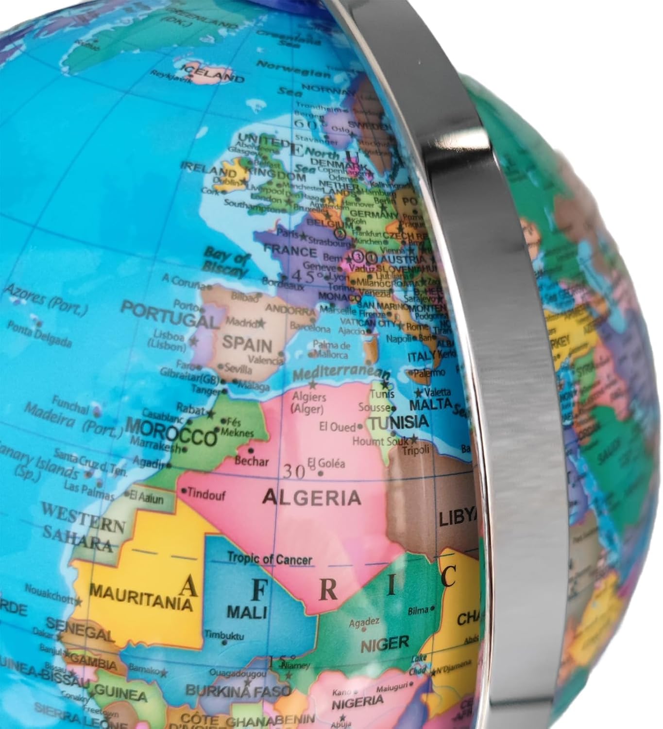 9" Spinning Earth Globe with Stand for Geography Teachers Learning, 360 Degrees Rotatable Earth Interactive World Globe for Desktop Decor