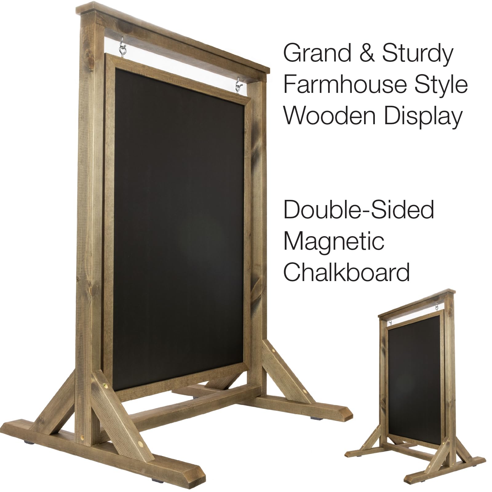 Tableau noir rustique fabriqué à la main : panneau en bois au design unique avec affichage double face. Alternative aux panneaux en A et panneaux sandwich. Utilisez de la craie ou des marqueurs à