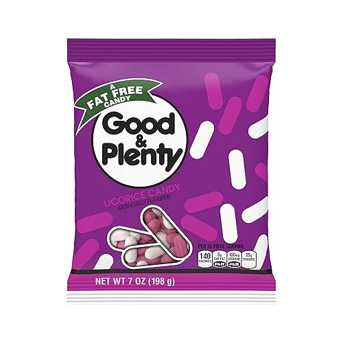 GOOD & PLENTY Caramelos masticables de regaliz, sin grasa, bolsa de 7 onzas