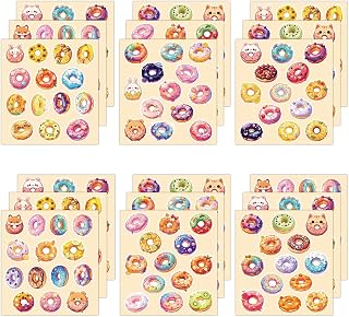 Cute Donut Sticker for Kids, Snack Stickers with Adorable Animal Designs, Waterproof Vinyl Sweet Food Stickers for Kids Water Bottles Laptop Phone Party Decorations Scrapbooking