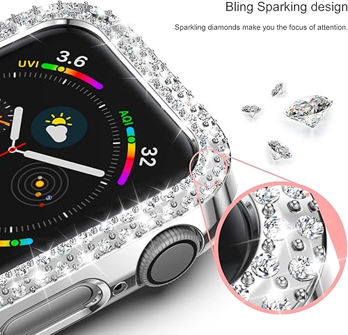 Miniatura 4 de Rc-Z Funda brillante para Apple Watch Series 6SE54 de 1.732 pulgadas, paquete de 12 protectores de diamantes dobles con diamantes de imitación,