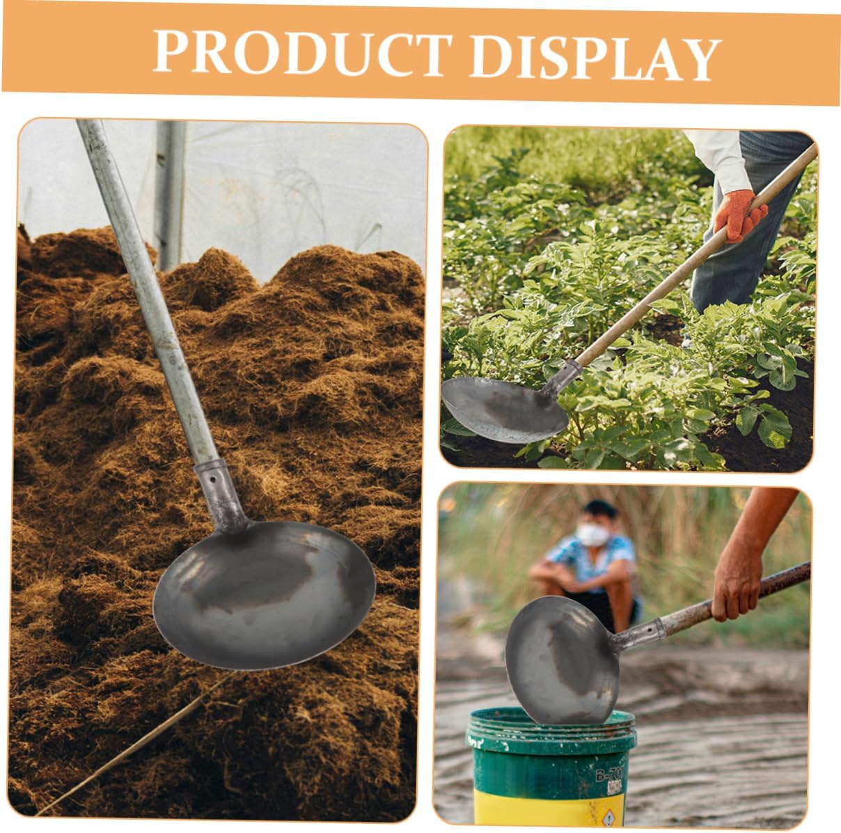 Heavy Duty Dung Scoop Shovel Utility Bucket for Cleaning Metal Shovel for Dung Removal