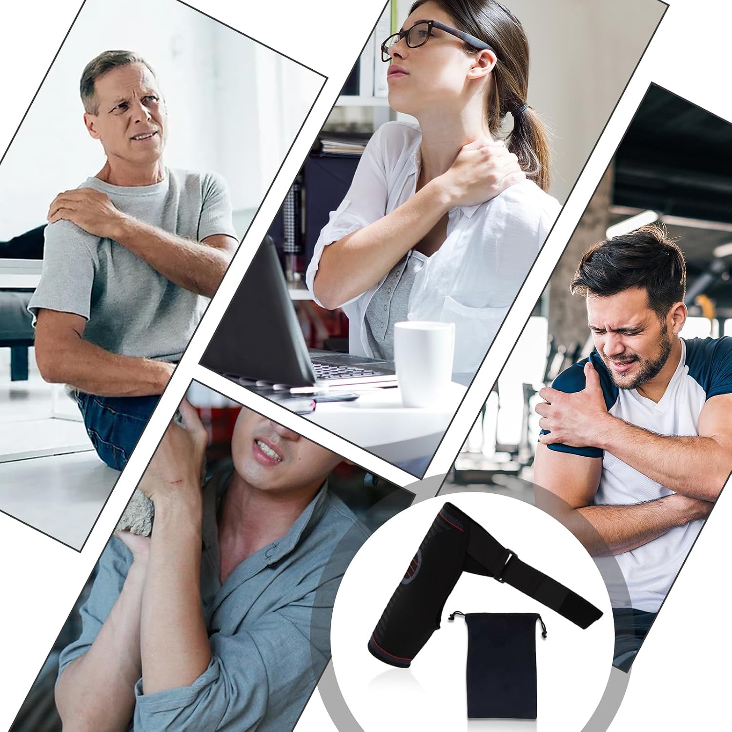 Shoulder Brace, Rotator Cuff Shoulder Brace for Women and Men, Adjustable Compression Rotator Cuff Support with Storage bag for Spoorts and Pain Relief (Black, S/M)