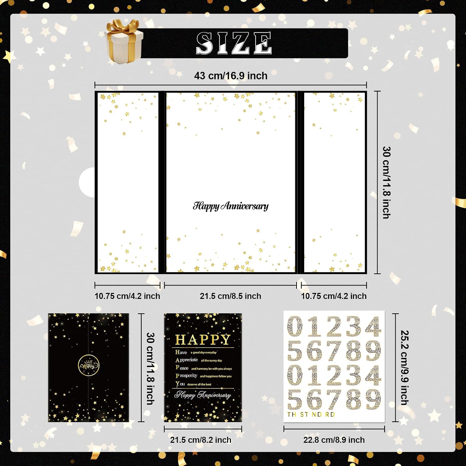 INNORU Large Happy Anniversary Guest Book, 0 to 100 Wedding Anniversary Party Signing Card Board, Company Retirement Celebration Alternative Signature Supplies Black