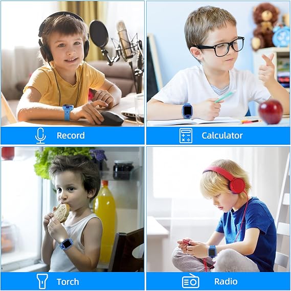 Kids Smart Watch Boys 3-10 Year,Touchscreen Children Digital Watch with Camera Mp3 Pedometer Games Boys Watches Toys Christmas Birthday Gifts- Blue