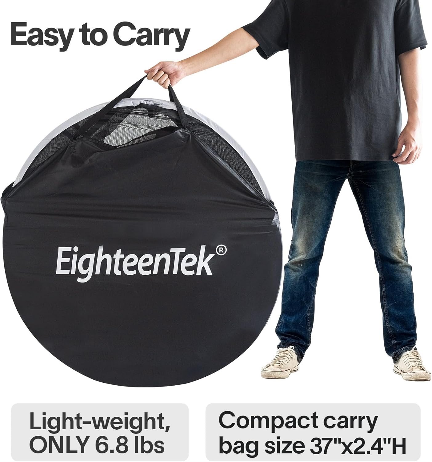 EighteenTek Pop Up Shower Tent Changing Room with Fixed Floor Two Rooms - Portable Privacy Dressing Shelter for Camping and Events - Spacious and Convenient - 83"x43"x80"H