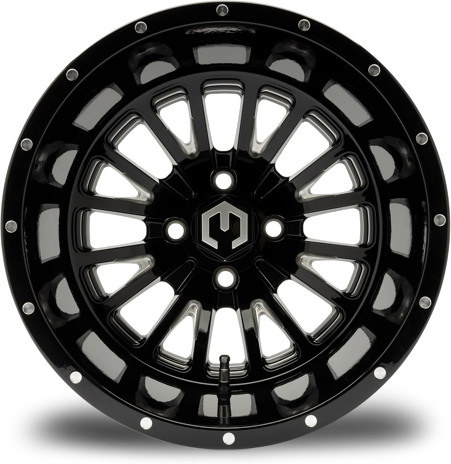 MODZ® Assassin Glossy Black with Ball Mill 14x10" Golf Cart Wheel