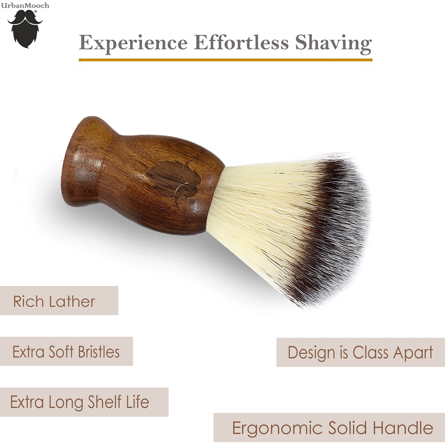 UrbanMooch Travel Essential Shaving Kit For Men | Wooden Razor, Premium Shaving Cream, Sheesham Wood Shaving Brush, Shaving Kit Pouch | Made In India - Image 4 thumbnail