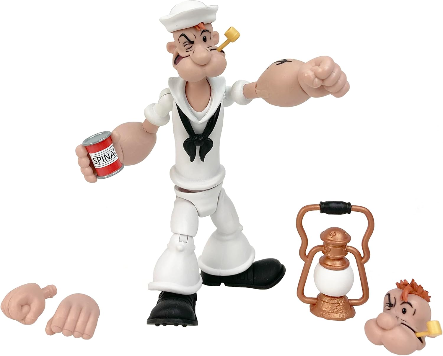 Boss Fight Studio Popeye in White Sailor Suit Popeye Classics Wave 2 Collectible Action Figure – Highly Articulated Figurine with Accessories Including Spinach, Oil Can, and Alternate Head - 1:12