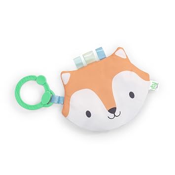 Ingenuity ity by Ingenuity Crinklet, Fox Crinkle Toy for Newborn and Up, Satin Ribbon Tags, C-Link Attachment, Unisex - Kitt
