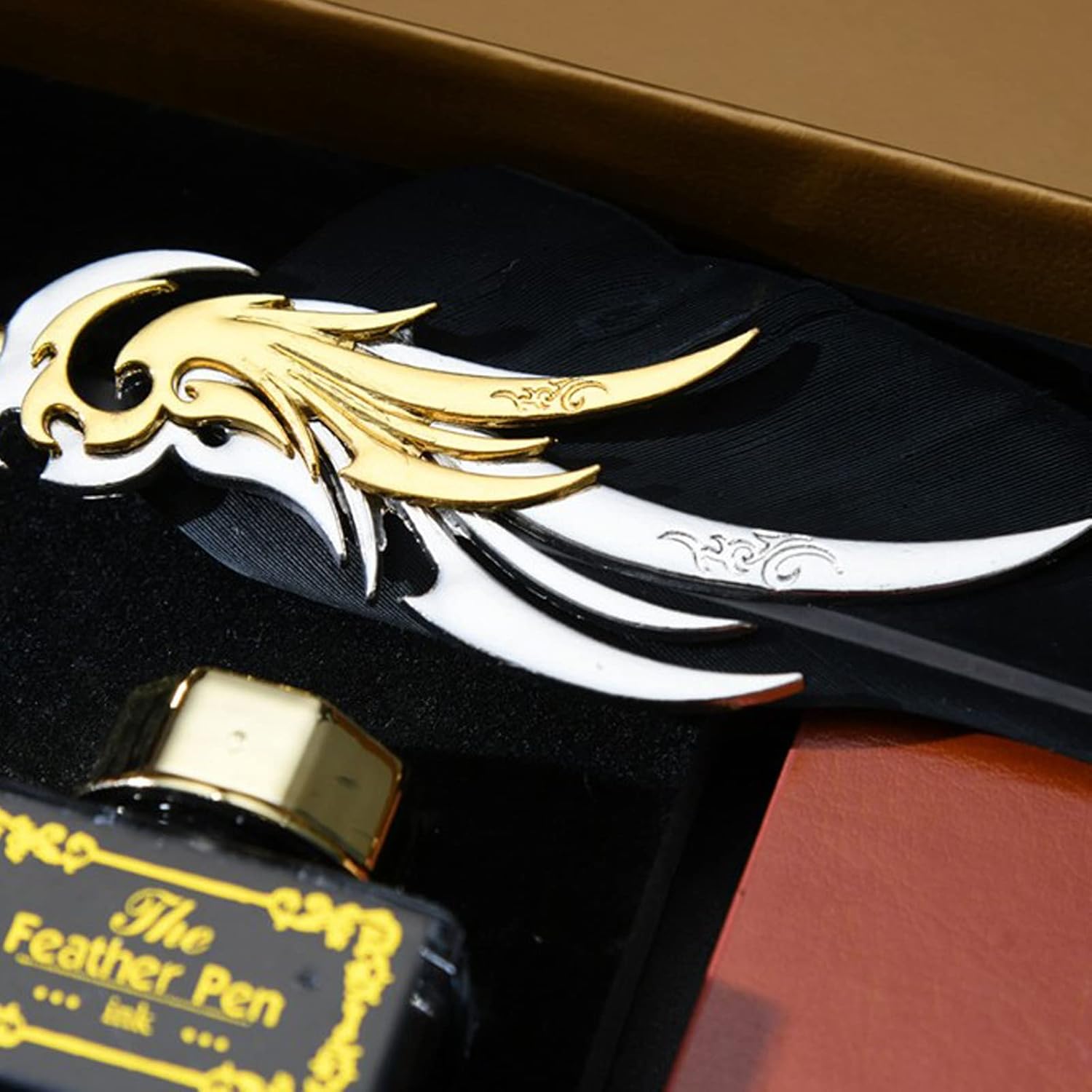 JasCherry Feather Calligraphy Pen Set- Vintage Dip Pen and Ink with Wax Seal Stamp - Image 3