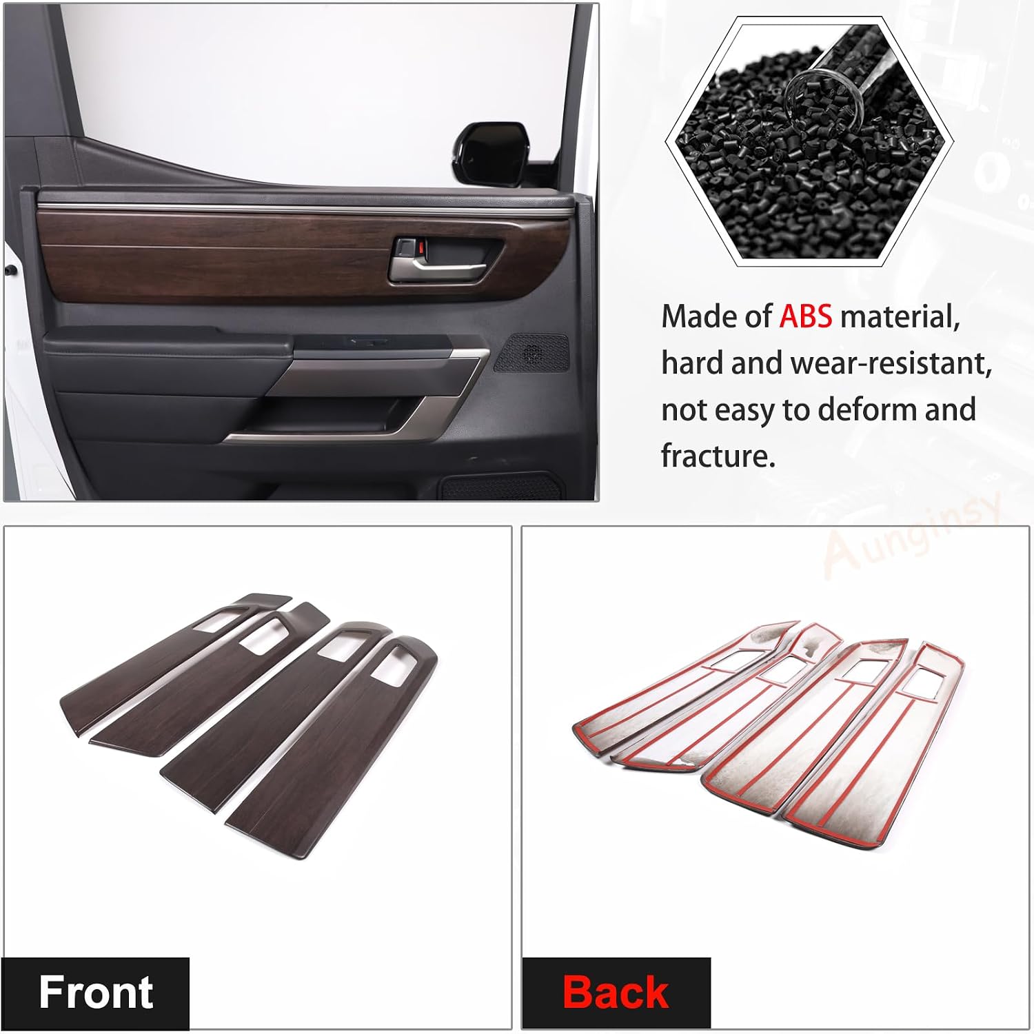 Aunginsy Inner Door Handle Panel Cover Trim Compatible with Toyota Tundra 2022 2023 2024 Car Front Rear Side Door Look Handle Panel Protection Cover Decorative Frame Sticker ABS Interior Accessories