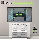 White Mulberry Economy Fixed TV Wall Mount Bracket for 13-43 Inches |45kg|LED/LCD/Smart TV's, Universal VESA Compatible 75x75,200x200 mm MAX Slim Wall Mount Stand gallery image