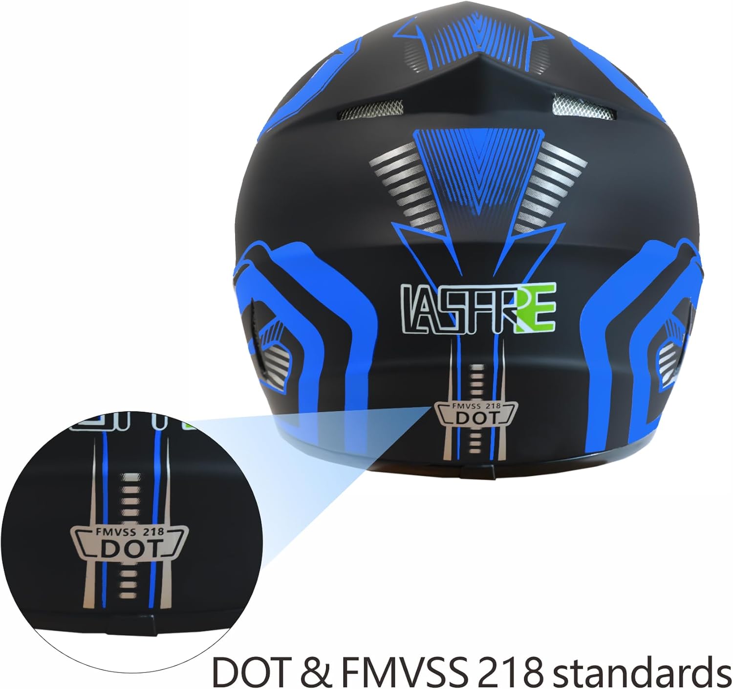 Motorcycle Helmet Motocross Dirtbike ATV Full Face Off-Road Mountain Bike Helmet DOT with Goggles Gloves Mask Royal Blue Stripe M (56-57 cm)